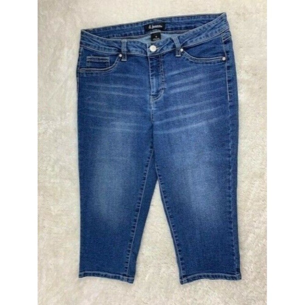 D Jeans Size 8 Womens Stretch Crop Mid Rise Medium Wash Bling Pockets